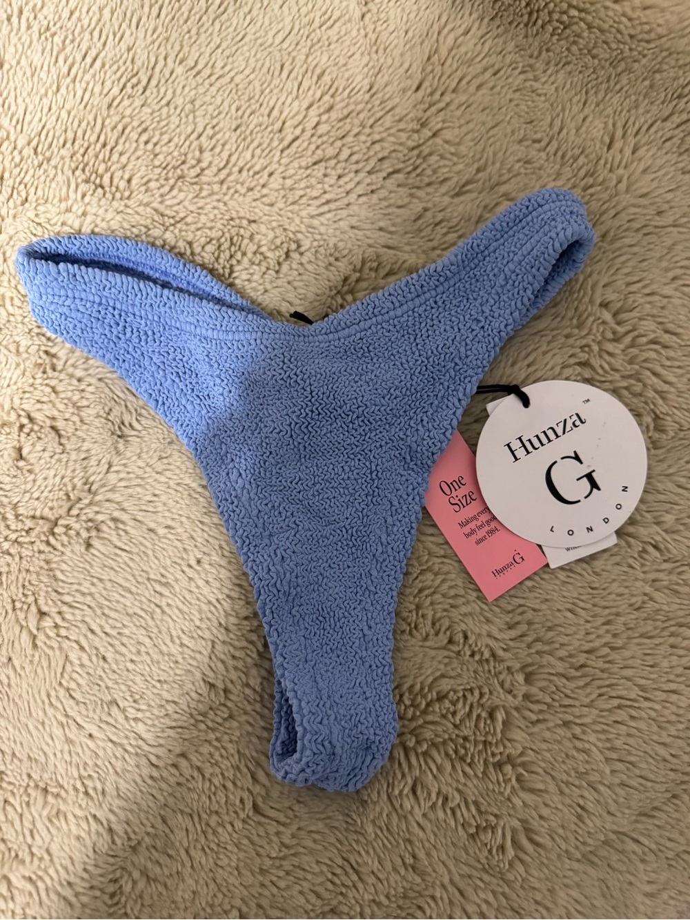 Hunza G Powder Blue Terry Thong Bikini Bottom